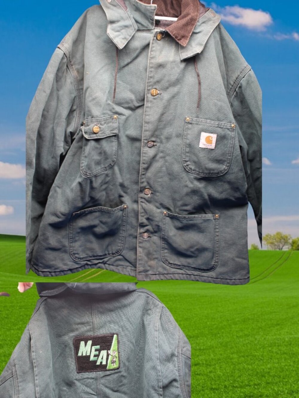 MEA electric company Alaska Carhartt Vintage Green Canvas  Blanket Jacket Men